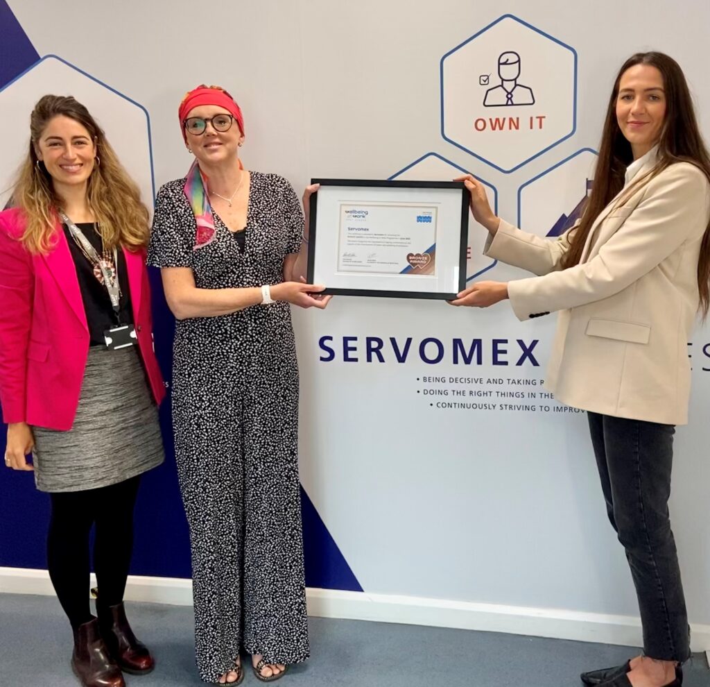 East Sussex Wellbeing at Work’s Bronze award presentation to Servomex. Left to Right: East Sussex County Council’s Flavia de Melo Dewey, Servomex’s Julie Burridge (Health and Wellbeing Manager) and East Sussex County Council’s Sarah Nash