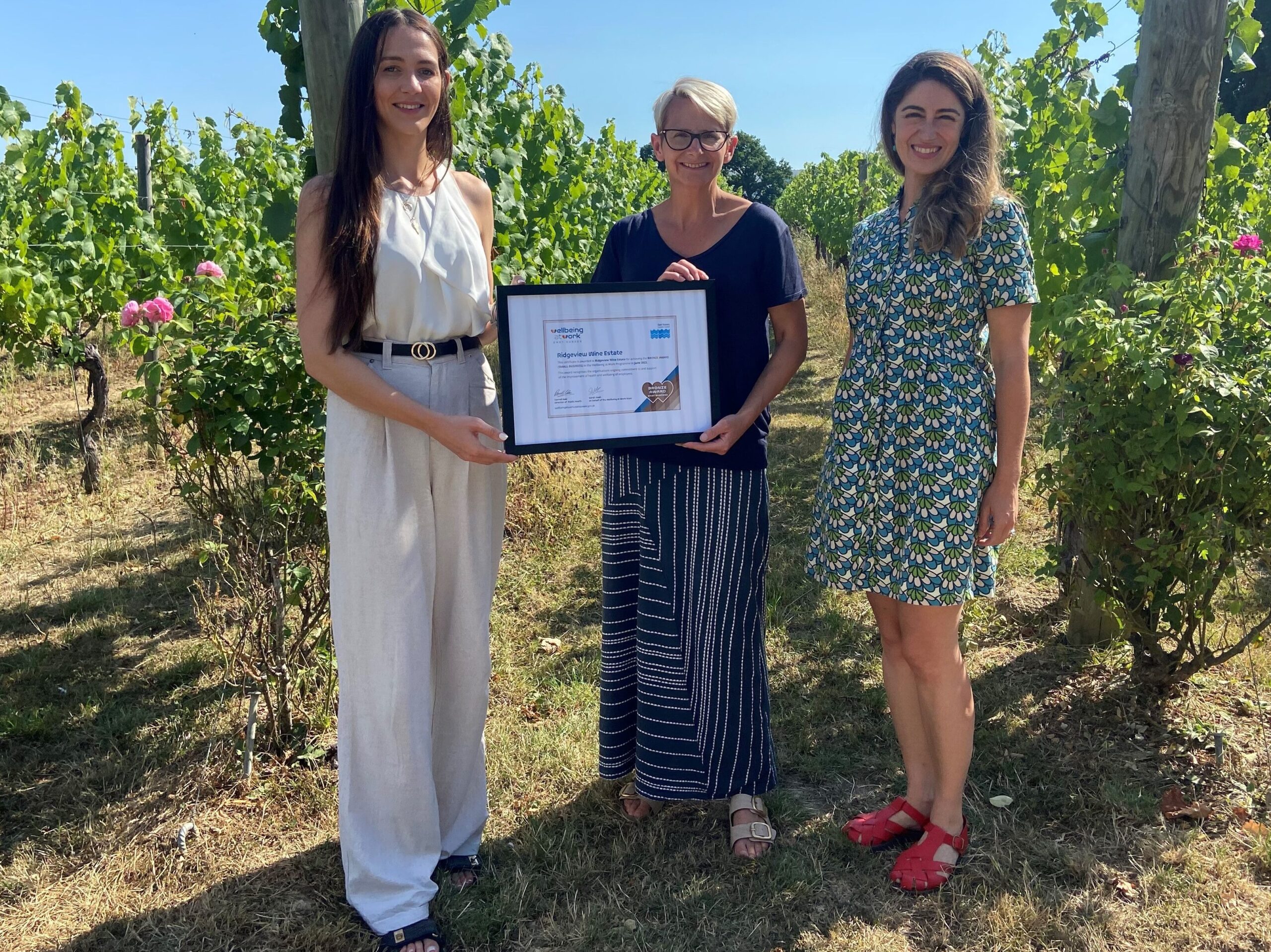 Left to Right: East Sussex County Council’s Sarah Nash, Tamara Roberts – CEO, Ridgeview Wine Estate and East Sussex County Council’s Flavia de Melo Dewey