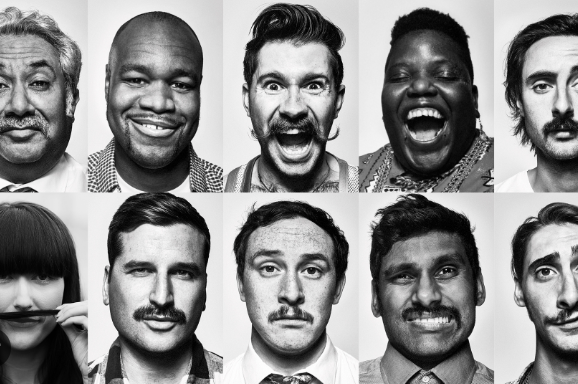 Shot of people's portraits wearing moustaches