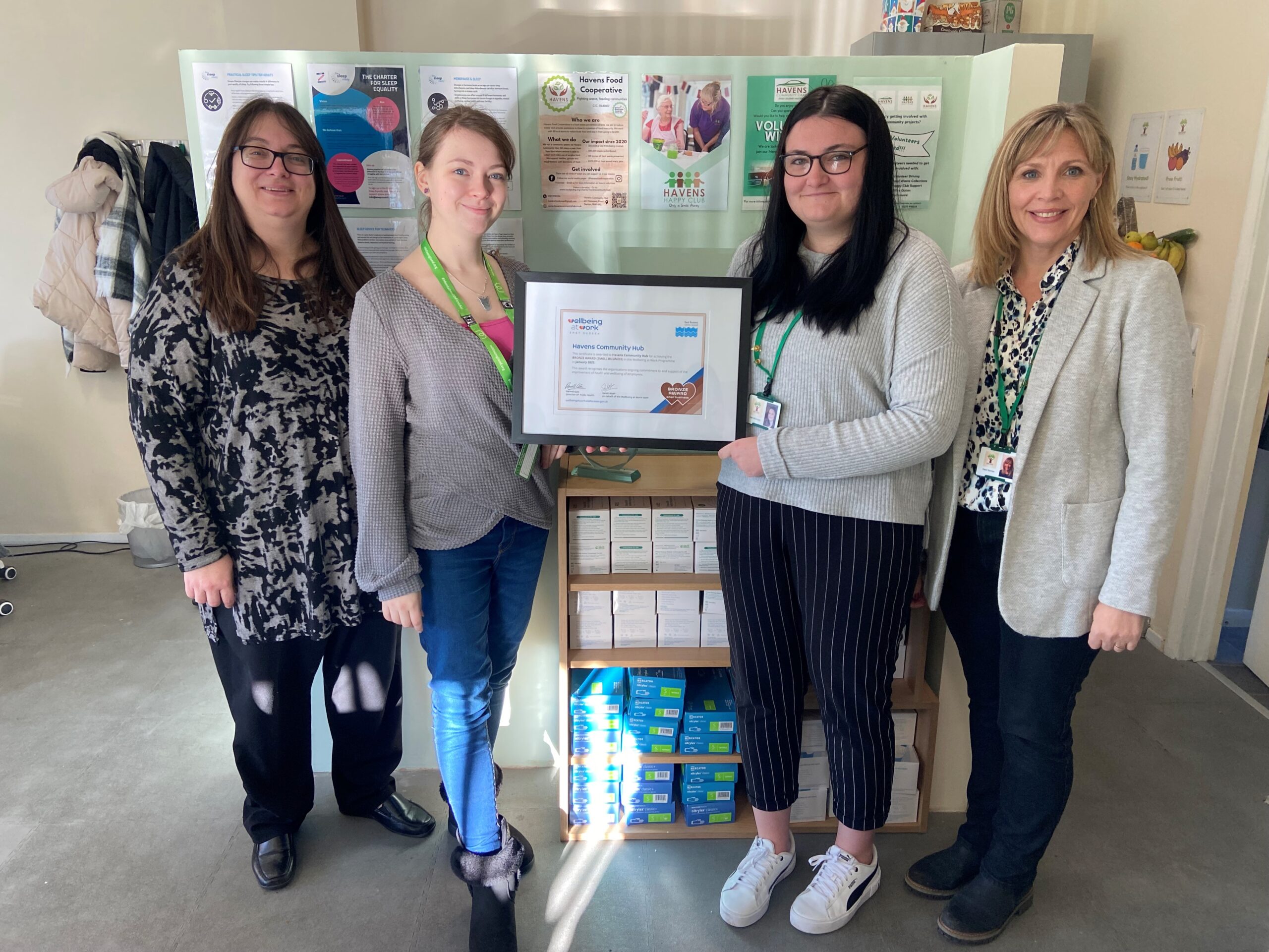 Left to Right: Paula Woolven (company secretary), Rebecca Woolven (food cooperative manager), Dani MacDonald (small projects coordinator) and Dawn Norman (community manager)