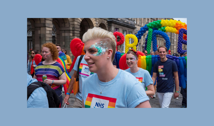 People marching at the Pride parade