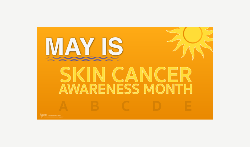 Skin Cancer Awareness Month campaign image, a drawing of the sun