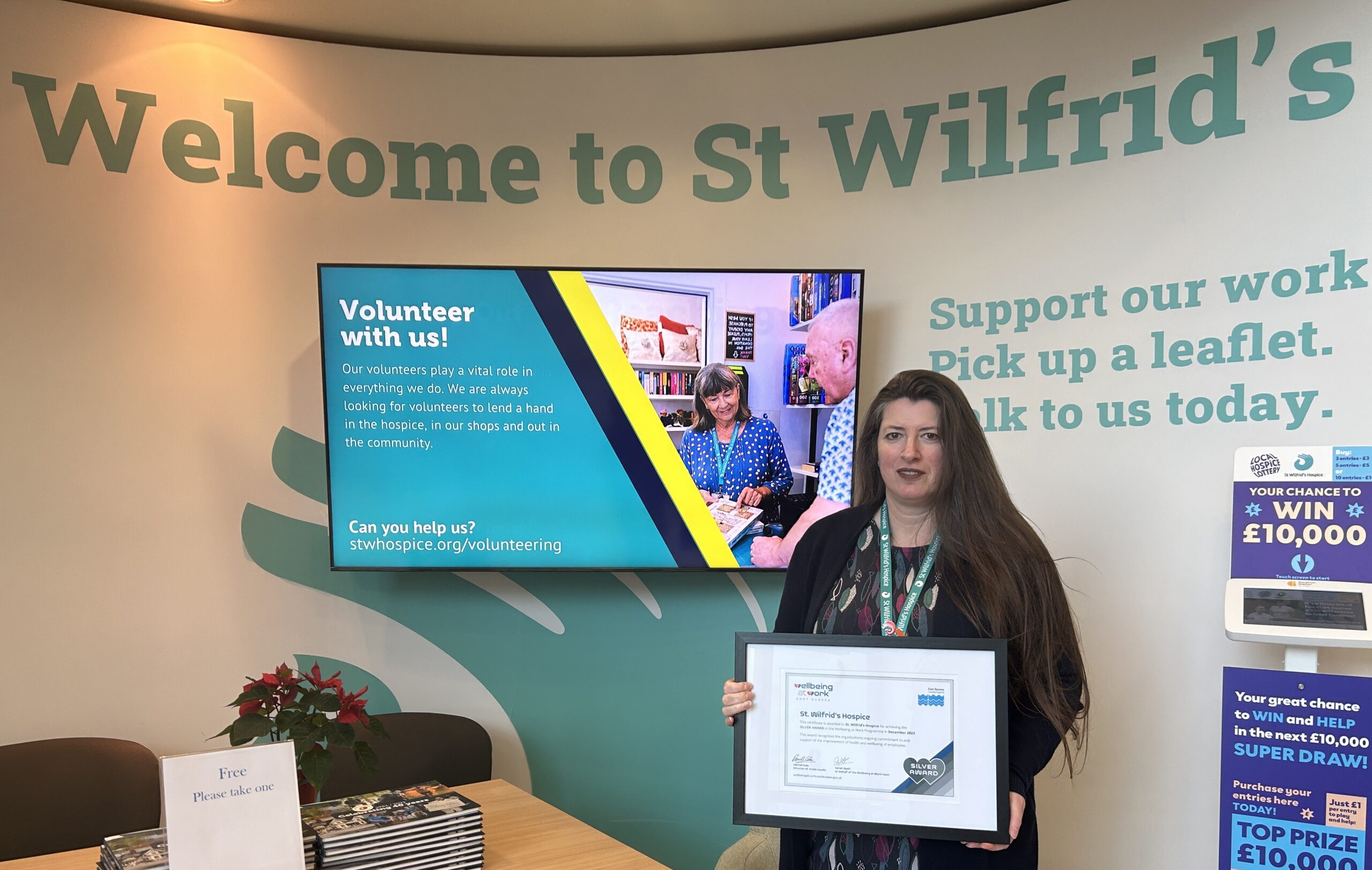 St Wilfrid's Wellbeing Lead with silver award certificate 